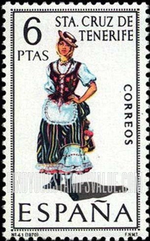 FindYourStampsValue: Regional Costumes Issue: Woman from Santa Cruz de Tenerife