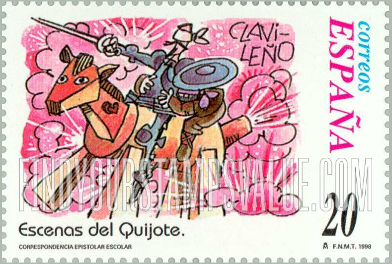 FindYourStampsValue: Letter Writing, Scenes from “Don Quixote”: “Clavileño”