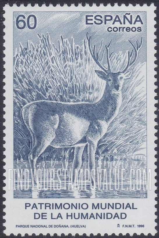 FindYourStampsValue: Sites on UNESCO World Heritage List: Deer, De Donana National Park, Huelva province