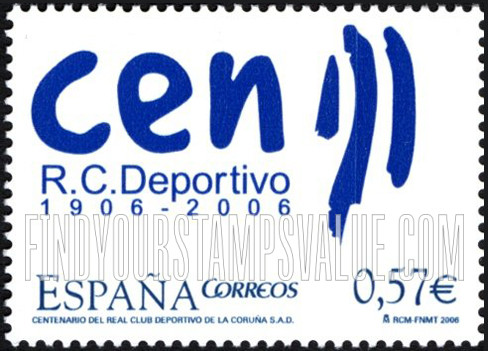 FindYourStampsValue: Real Club Deportivo La Coruna Soccer Team, Centenary