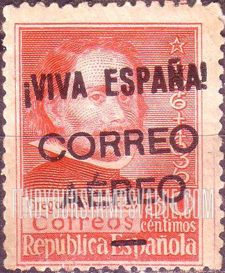 FindYourStampsValue: Revolutionary Overprints, Nationalist (Revolutionary) Forces, Burgos Air Post: Gregorio Fernández