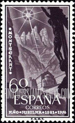 FindYourStampsValue: Monastery of Montserrat, mountains and crucifix