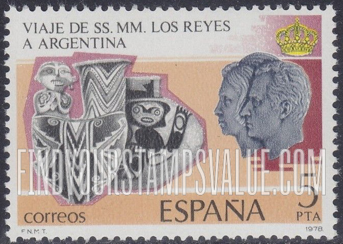 FindYourStampsValue: King Juan Carlos I, Queen Sofia and Calchaqui jars from Tucuman and Angalgala