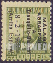 FindYourStampsValue: Revolutionary Overprints, Nationalist (Revolutionary) Forces, Malaga: Emilio Castelar