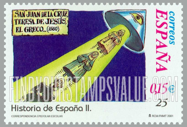 FindYourStampsValue: Letter Writing Type of 1998: Saints John of the Cross, Teresa of Jesus and painter El Greco, 1580