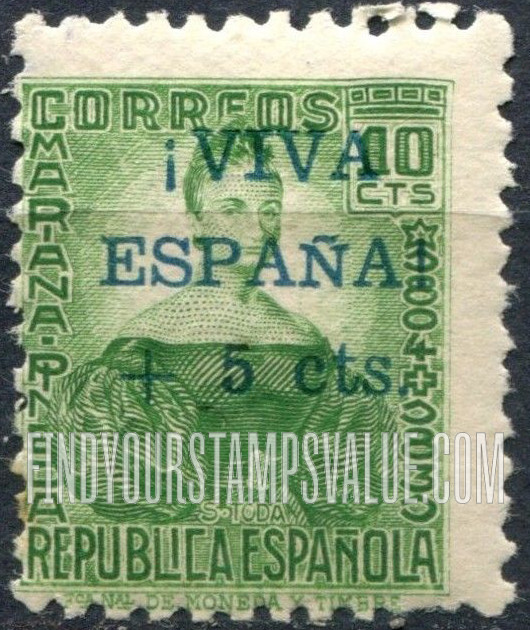 FindYourStampsValue: Revolutionary Overprints, Nationalist (Revolutionary) Forces, Semi-Postal: Mariana Pineda