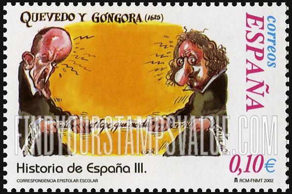 FindYourStampsValue: Letter Writing Type of 1998: Rivalry of poets Francisco de Quevedo and Luis de Góngora, 1620