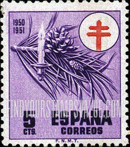 FindYourStampsValue: Postal Tax: Tuberculosis Fund, Pine Branch and Candle
