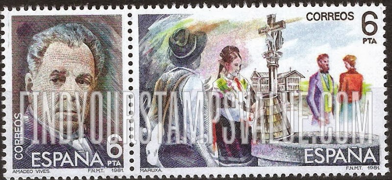 FindYourStampsValue: Operetta composers and scenes from their works: Amadeo Vives Roig (1871-1932), Dona Francisquita