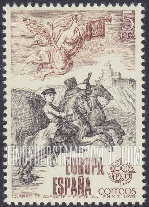 FindYourStampsValue: Europa: Mounted messenger and postilion, 1761 engraving