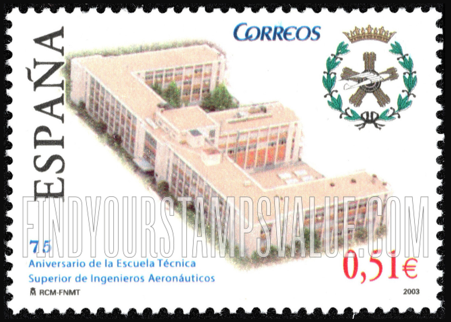 FindYourStampsValue: School of Aeronautical Engineering, Madrid, 75th Anniversary
