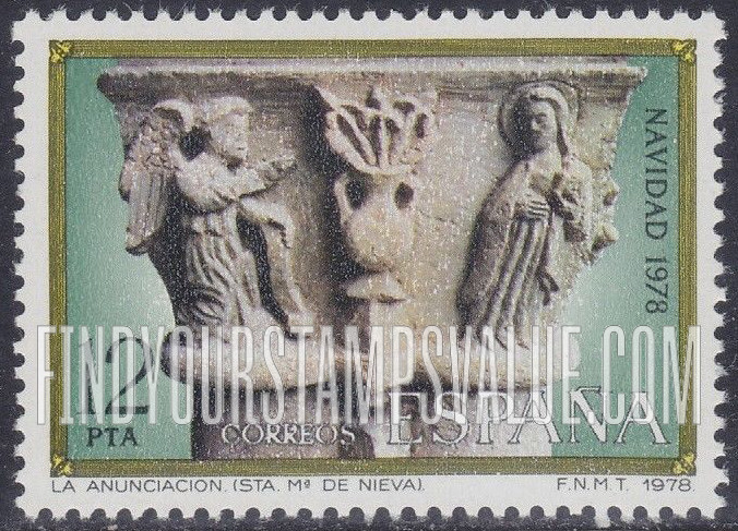 FindYourStampsValue: Christmas: Annunciation, capital from St. Mary de Nieva