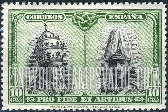 FindYourStampsValue: Semi-Postal: Catacombs Restoration, Santiago, Pope Pius XI and King Alfonso XIII