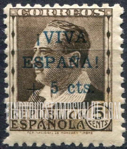 FindYourStampsValue: Revolutionary Overprints, Nationalist (Revolutionary) Forces, Semi-Postal: Blasco Ibáñez