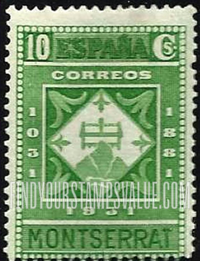 FindYourStampsValue: Symbolical of Montserrat Cut With a Saw