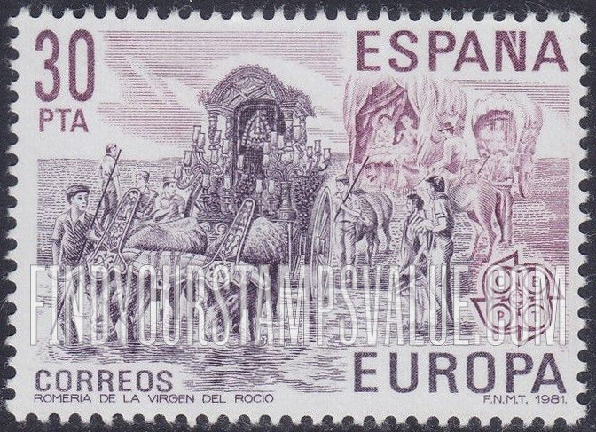 FindYourStampsValue: Europa Issue 1981: Virgin of Rocio procession