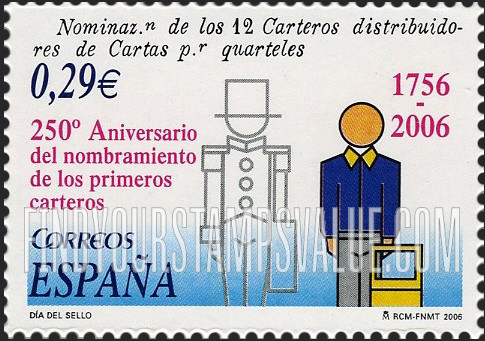 FindYourStampsValue: Appointment of First Spanish Postmen, 250th Anniversary