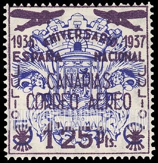 FindYourStampsValue: Revolutionary Overprints, Nationalist (Revolutionary) Forces, Canary Islands Air Post, Use via the Lufthansa Service