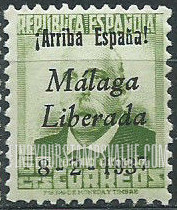 FindYourStampsValue: Revolutionary Overprints, Nationalist (Revolutionary) Forces, Malaga: Emilio Castelar
