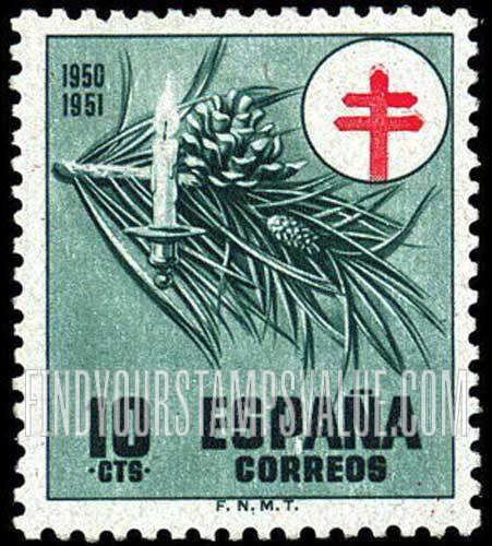 FindYourStampsValue: Postal Tax: Tuberculosis Fund, Pine Branch and Candle