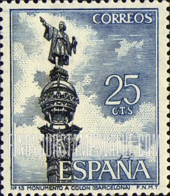 FindYourStampsValue: Tourism Types of 1964: Columbus monument, Barcelona