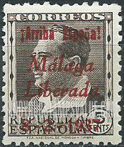 FindYourStampsValue: Revolutionary Overprints, Nationalist (Revolutionary) Forces, Malaga: Blasco Ibáñez