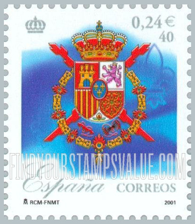 FindYourStampsValue: King Juan Carlos, 25th Anniversary of Reign: Royal arms