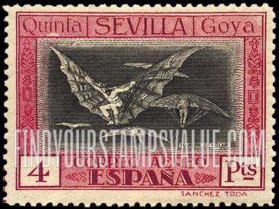FindYourStampsValue: Air Post: Goya, Fantasy of Flight