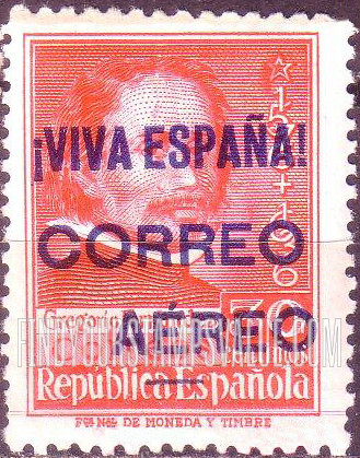 FindYourStampsValue: Revolutionary Overprints, Nationalist (Revolutionary) Forces, Burgos Air Post: Gregorio Fernández