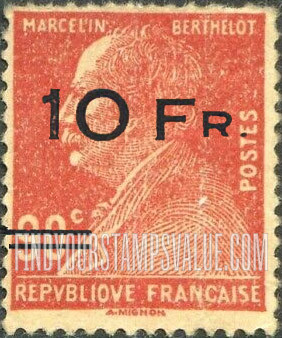 FindYourStampsValue: AIR POST: Marcelin Berthelot (1827-1907), Chemist and Statesman - Surcharged