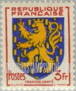 FindYourStampsValue: Arms of Franche-Comté: Arms Type of 1949
