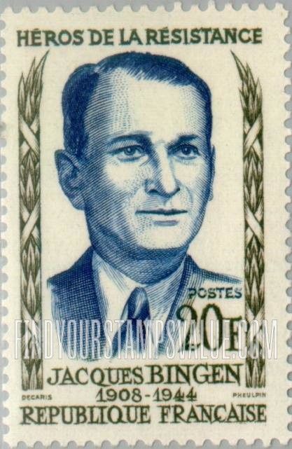 FindYourStampsValue: Jacques Bingen: Heroes Type of 1957