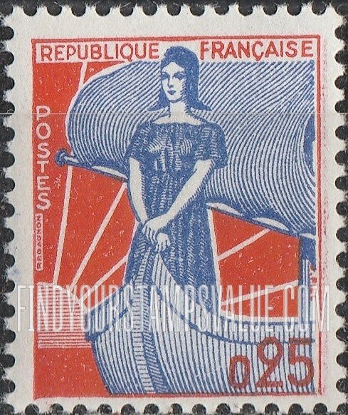 FindYourStampsValue: Marianne and Ship of State: Types of 1958-59