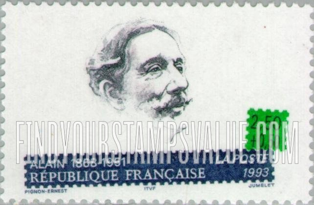 FindYourStampsValue: SEMI-POSTAL - Writers: Alain (Emile Chartier) (1868-1951)