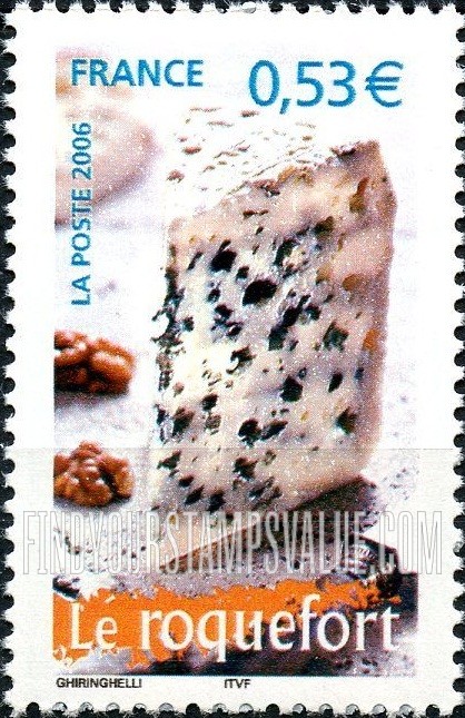 FindYourStampsValue: Aspects of Life in the French Regions Type of 2003: Roquefort cheese, vertical