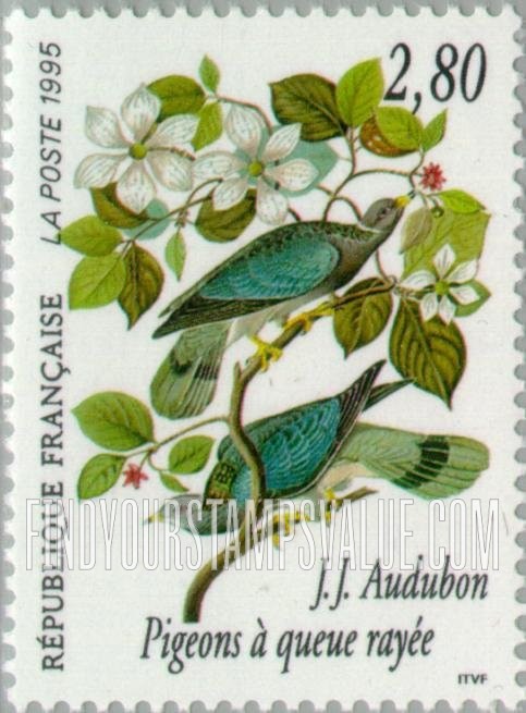 FindYourStampsValue: John J. Audubon (1785-1851): Band-tailed pigeon