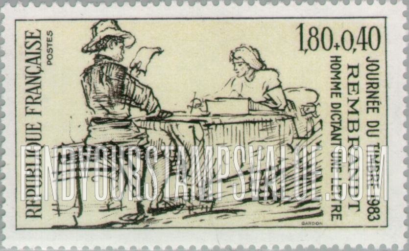 FindYourStampsValue: SEMI-POSTAL - Man Dictating a Letter, by Rembrandt