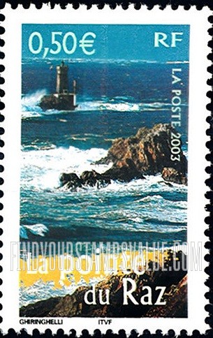 FindYourStampsValue: Aspects of Life in French Regions Type of 2003: Pointe du Raz, vertical