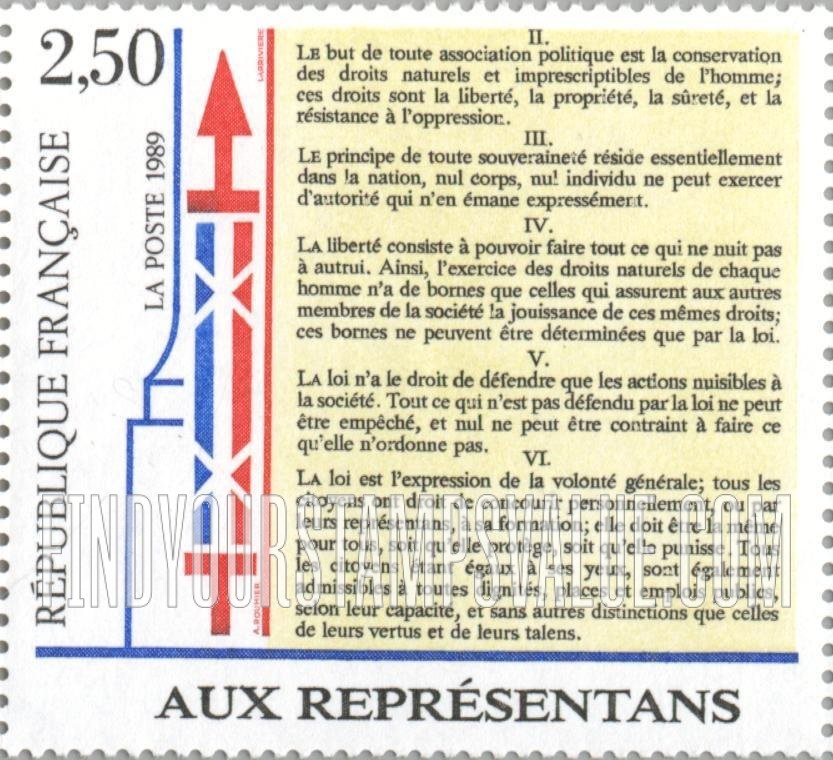 FindYourStampsValue: Declaration of the Rights of Man and the Citizen, Versailles, Aug. 26, 1789: Article II-VI
