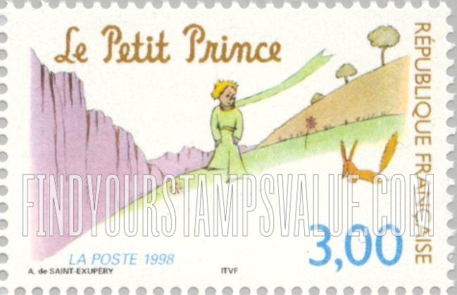 FindYourStampsValue: “The Little Prince,” by Antoine de Saint Exupéry (1900-1944): Walking along cliff, fox, horizontal