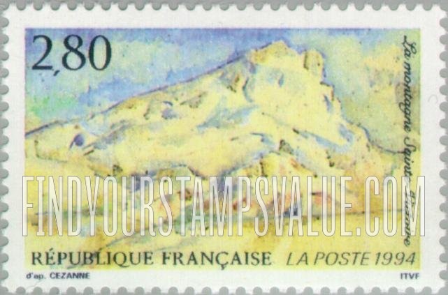 FindYourStampsValue: Mount St. Victoire, by Paul Cezanne (1839-1906)