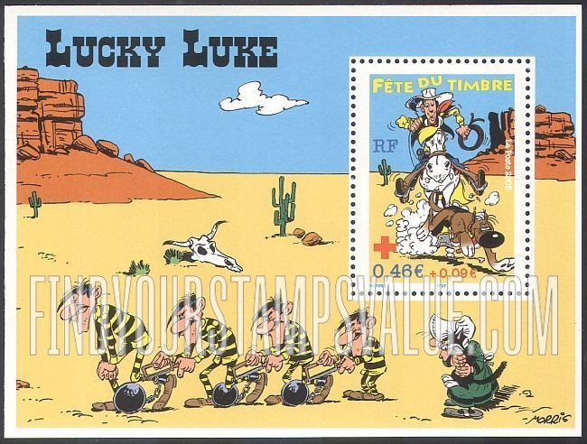 FindYourStampsValue: Lucky Luke, by Morris (Maurice De Bevere): Following dog, Rantanplan