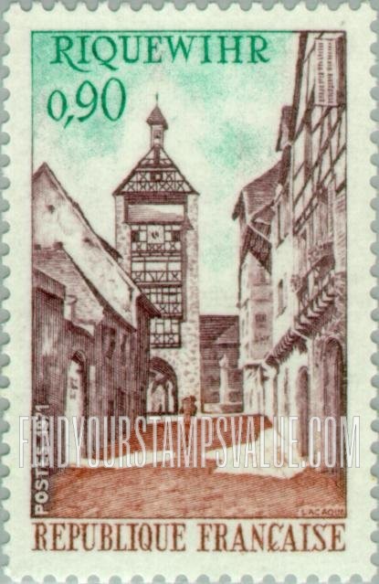 FindYourStampsValue: Tower and street, Riquewihr
