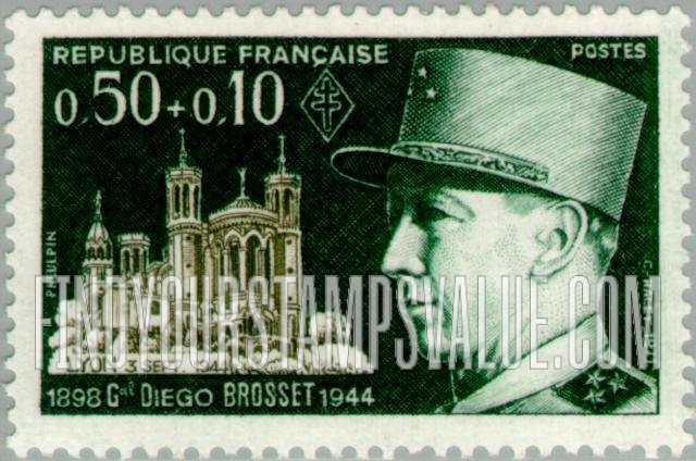 FindYourStampsValue: SEMI-POSTAL - General Charles Diego Brosset (1898-1944), Basilica of Fourvière