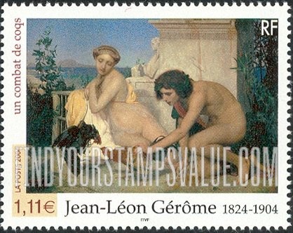 FindYourStampsValue: Art Series: Un Combat de Coqs, by Jean-Léon Gérôme