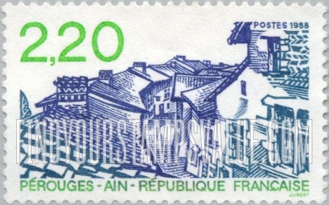 FindYourStampsValue: Tourist Issue: View of Perouges, Ain