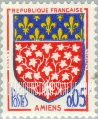FindYourStampsValue: Arms of Amiens: Arms Type of 1958-59