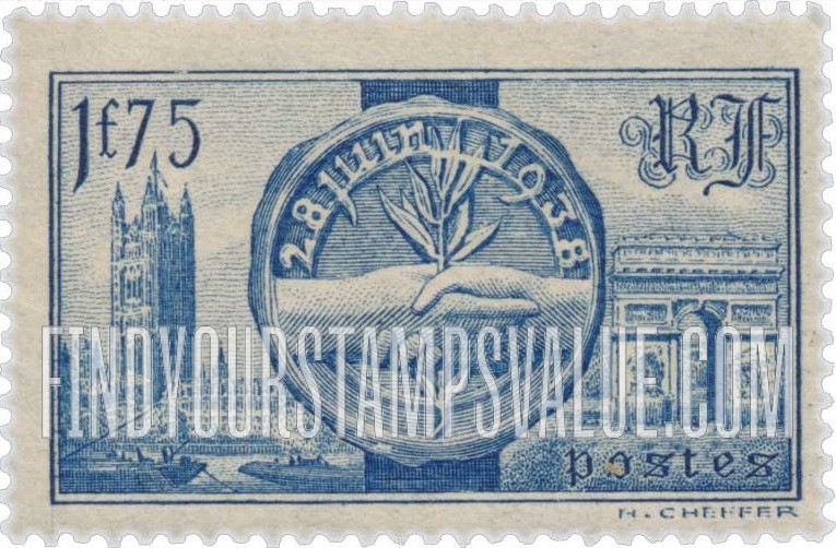 FindYourStampsValue: Seal of Friendship and Peace, Victoria Tower and Arc de Triomphe