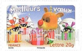 FindYourStampsValue: Holiday Greetings: Reindeer with gift boxes, three penguins