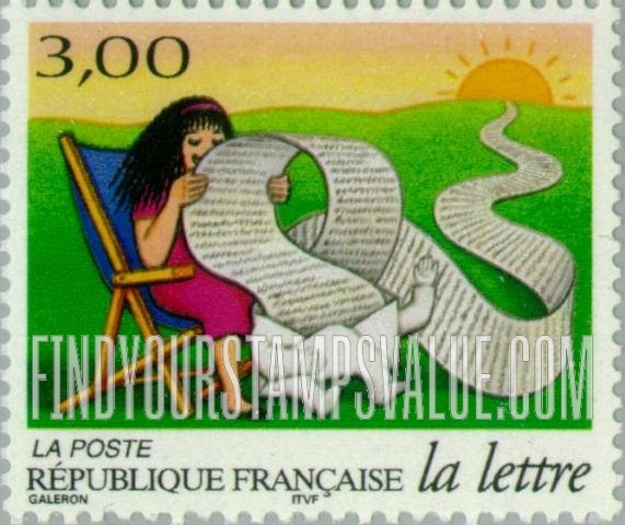 FindYourStampsValue: Cartoon Journey of a Letter: At feet of girl reading long letter